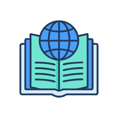 Global Education: An open book with a globe above, illustrating knowledge and learningのイラスト素材
