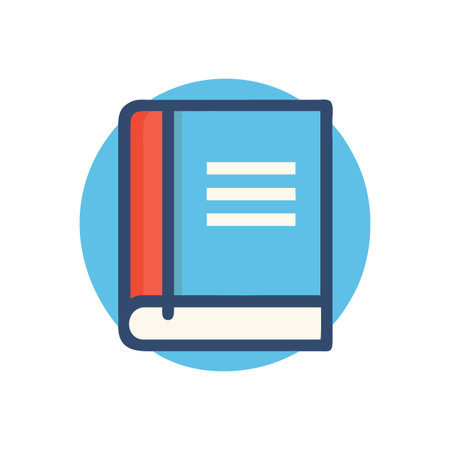 Icon graphic of a closed book against blue circle, flat design styleのイラスト素材