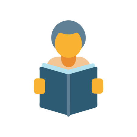 Person reading a book in a flat design style isolated on blackのイラスト素材