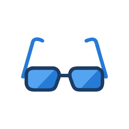 Blue glasses icon illustration on a black background for optometry conceptsのイラスト素材