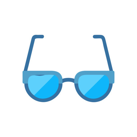 Stylish Blue Glasses Icon on Black Backdrop: Flat Design for Eye Healthのイラスト素材