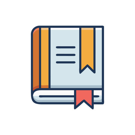 Cartoon vector illustration of a closed book with bookmark isolated on black backgroundのイラスト素材