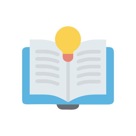 Abstract illustration of an open book on monitor with light bulb insight ideaのイラスト素材