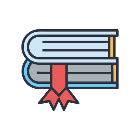 Stack of books with bookmark illustration in flat graphic style on black backgroundのイラスト素材