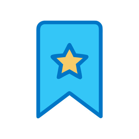 Light blue bookmark icon with yellow star on black background for digital designのイラスト素材