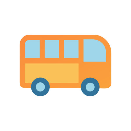 Flat illustration of a bus against a black background in warm tonesのイラスト素材