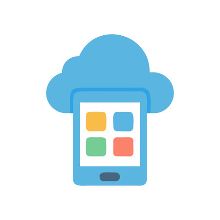 Cloud Based Mobile Application Icon for Cloud Computing, Data Storage and Technologyのイラスト素材