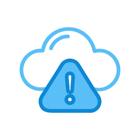Cloud computing outage warning sign in light blue isolated against black backgroundのイラスト素材