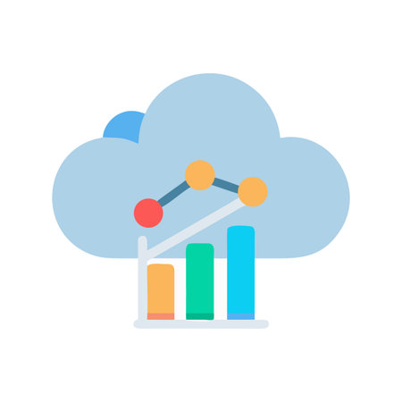 Cloud computing data analysis graph showing business growth and financial successのイラスト素材