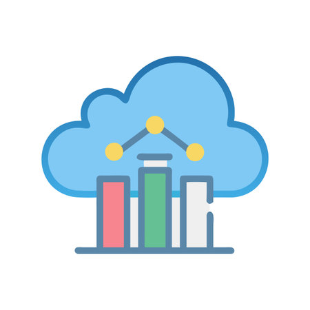 Cloud Computing Data Analysis: Icon Illustrating Network Connectivity and Performance Metricsのイラスト素材