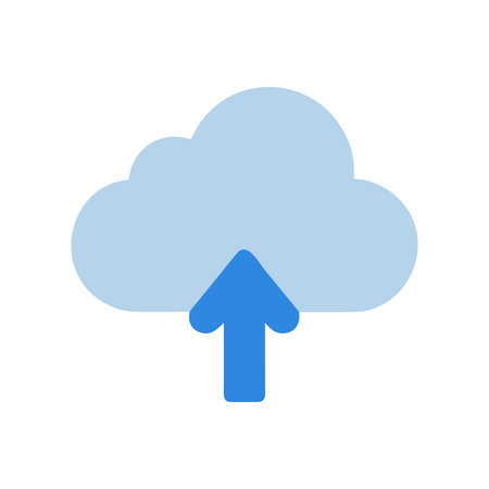 Cloud computing upload icon graphic illustration in light blue and blue colorsのイラスト素材
