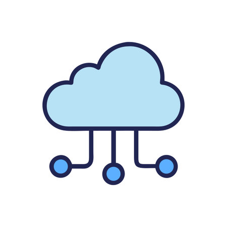 Simple flat design of cloud network with data connection on black backgroundのイラスト素材