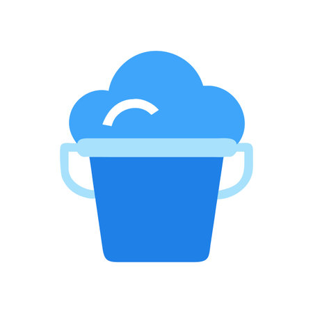 Vector Illustration: Blue bucket with light blue accents against black backgroundのイラスト素材