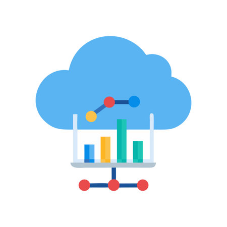 Cloud-based data analysis with charts and connections for business intelligence insightsのイラスト素材