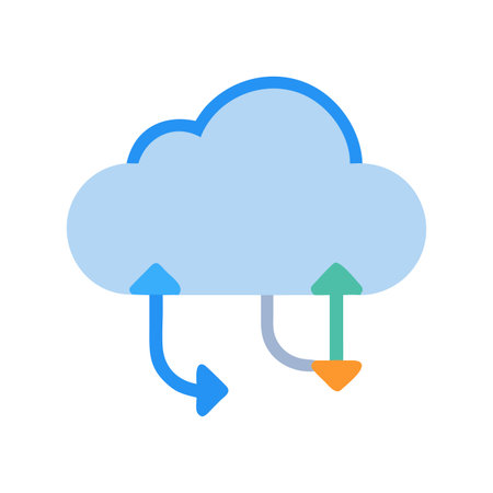 Abstract cloud storage and data transfer icon with uploading and downloading arrowsのイラスト素材