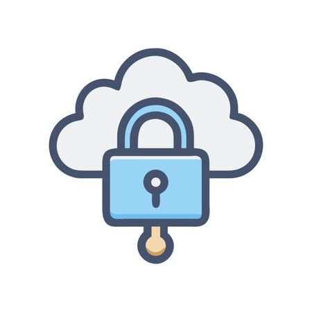 Secured Cloud Computing: Padlock on Cloud Symbolizing Data Protection and Cyber Securityのイラスト素材