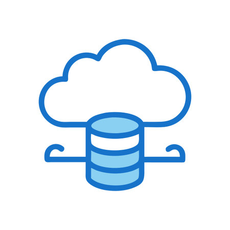 Blue cloud database icon isolated on black background in a flat styleのイラスト素材