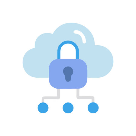 Secured cloud network connection padlock icon for data privacy and protectionのイラスト素材