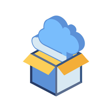3D isometric cloud in a box illustration for data storage conceptのイラスト素材