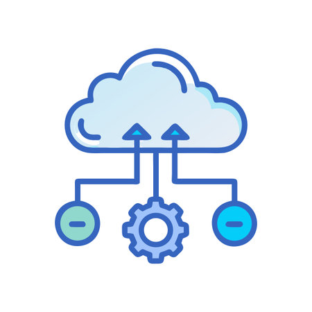 Illustration depicting cloud computing with data processing, settings and management conceptのイラスト素材