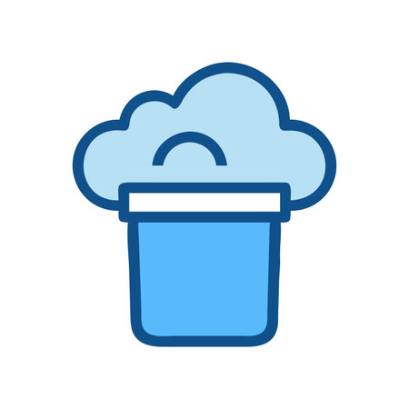 Stylized trash can under a cloud icon, vector illustration against a black backgroundのイラスト素材