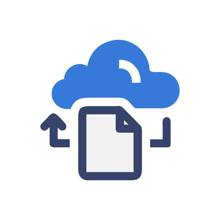 Cloud computing with data transfer and management in flat icon style vectorのイラスト素材