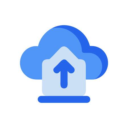 Illustration of cloud computing upload process with arrow on black backgroundのイラスト素材