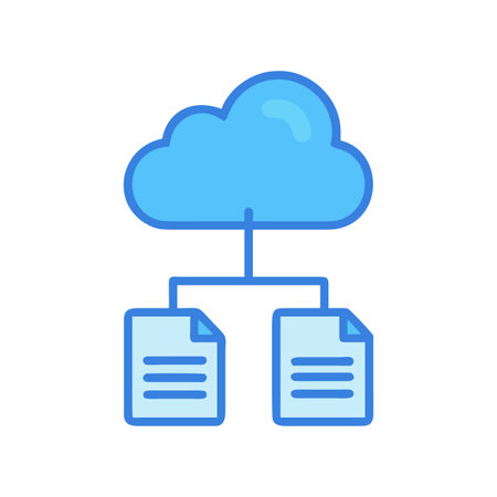 Cloud Data Storage with Two Documents connected, on Black Background, flat designのイラスト素材