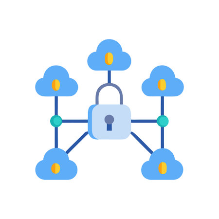 Cloud security network flat illustration depicting online safety for digital storageのイラスト素材