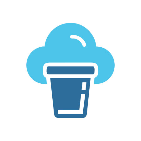 Stylized blue cloud in a blue container over a black background.のイラスト素材