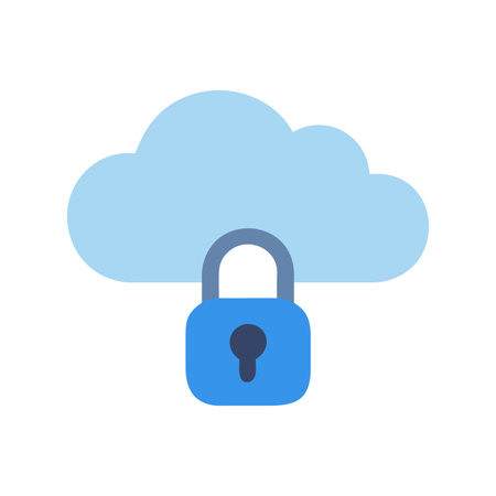 Cloud computing security: padlock safeguarding a data cloud against black backgroundのイラスト素材