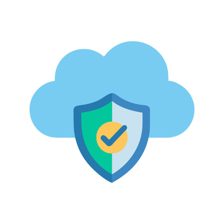 Cloud security concept with shield and checkmark indicating safe data storageのイラスト素材