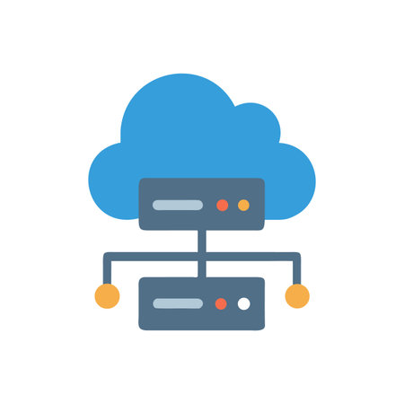 Cloud server network data center connection infrastructure flat style design illustrationのイラスト素材