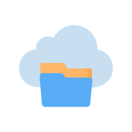Cloud based file storage solution illustration with folder icon and cloud shapeのイラスト素材