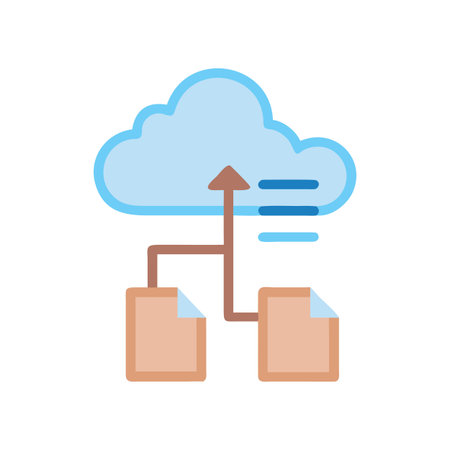 Cloud Storage and File Transfer Process Illustration on a Black Backgroundのイラスト素材