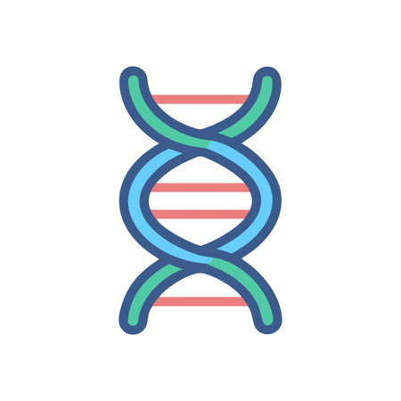 Flat DNA double helix vector illustration on black background for scientific themesのイラスト素材