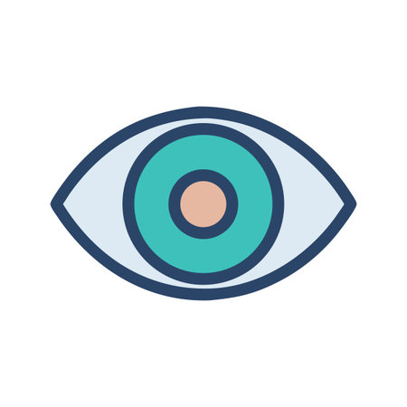 Stylized eye illustration featuring pastel colors and concentric circles on a black backgroundのイラスト素材