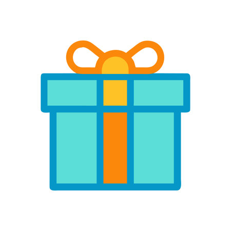 Stylized gift box icon with ribbon on dark background for commercial useのイラスト素材