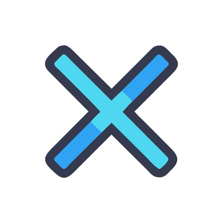 Graphical cross symbol, with rounded edges in vibrant blue hues on black backdropのイラスト素材