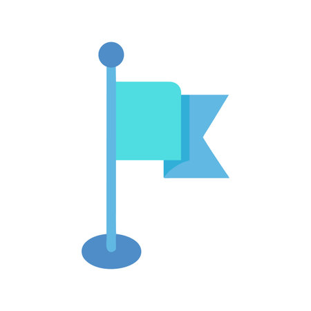 Simple flat illustration of a light blue flag on a black backgroundのイラスト素材