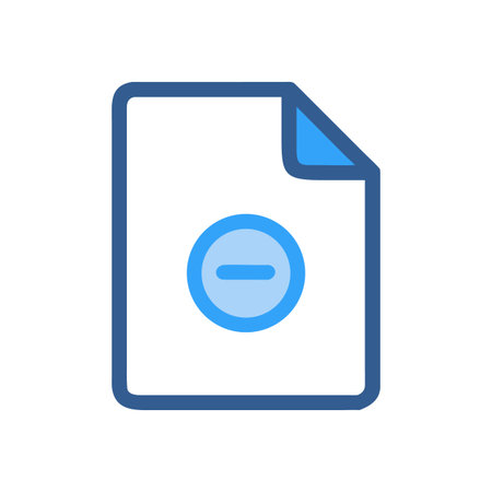 Blue document icon with minus symbol on black background, data removal conceptのイラスト素材