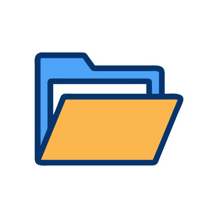 Flat design open folder icon in blue and orange on black backgroundのイラスト素材