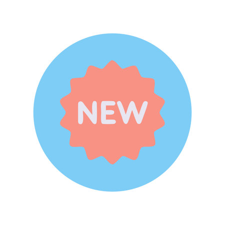 A pastel-toned 'New' label icon in circular graphic design for promotionsのイラスト素材