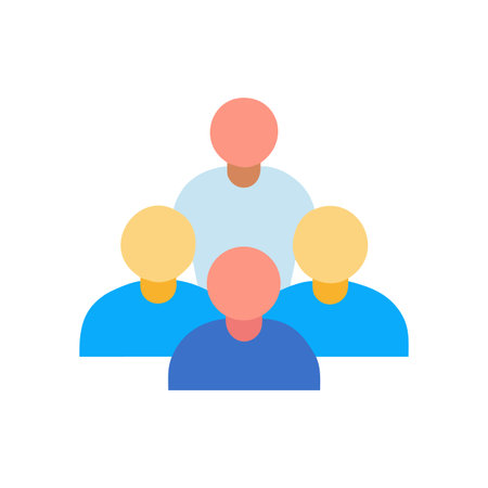 Flat design illustration of team leader and group collaboration on black background