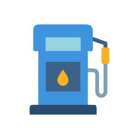 Flat design illustration of a blue gasoline pump on a black backgroundのイラスト素材