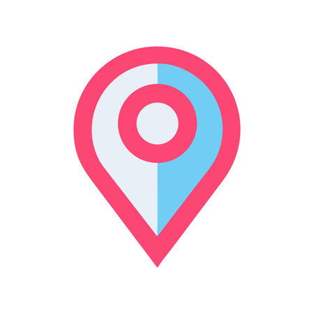 Colorful location pin graphic isolated on black background for mobile applicationsのイラスト素材
