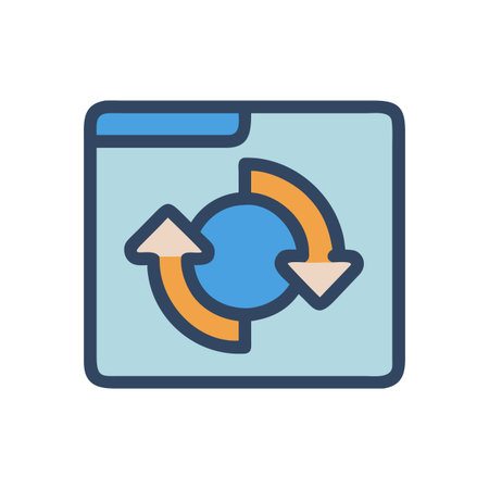 Simple style computer window with circular refresh arrows for software updatesのイラスト素材