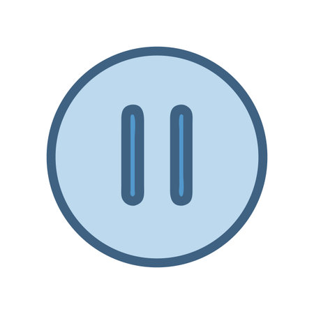 Light blue pause button with two vertical lines over a black backgroundのイラスト素材