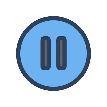 Blue pause button icon with navy border on black background, simple designのイラスト素材