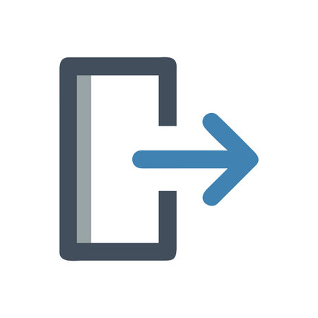 Logout icon in blue grey tone, vector graphic isolated on black background.のイラスト素材